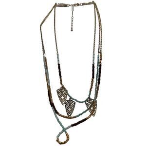 Western multi strand beaded necklace with pendants